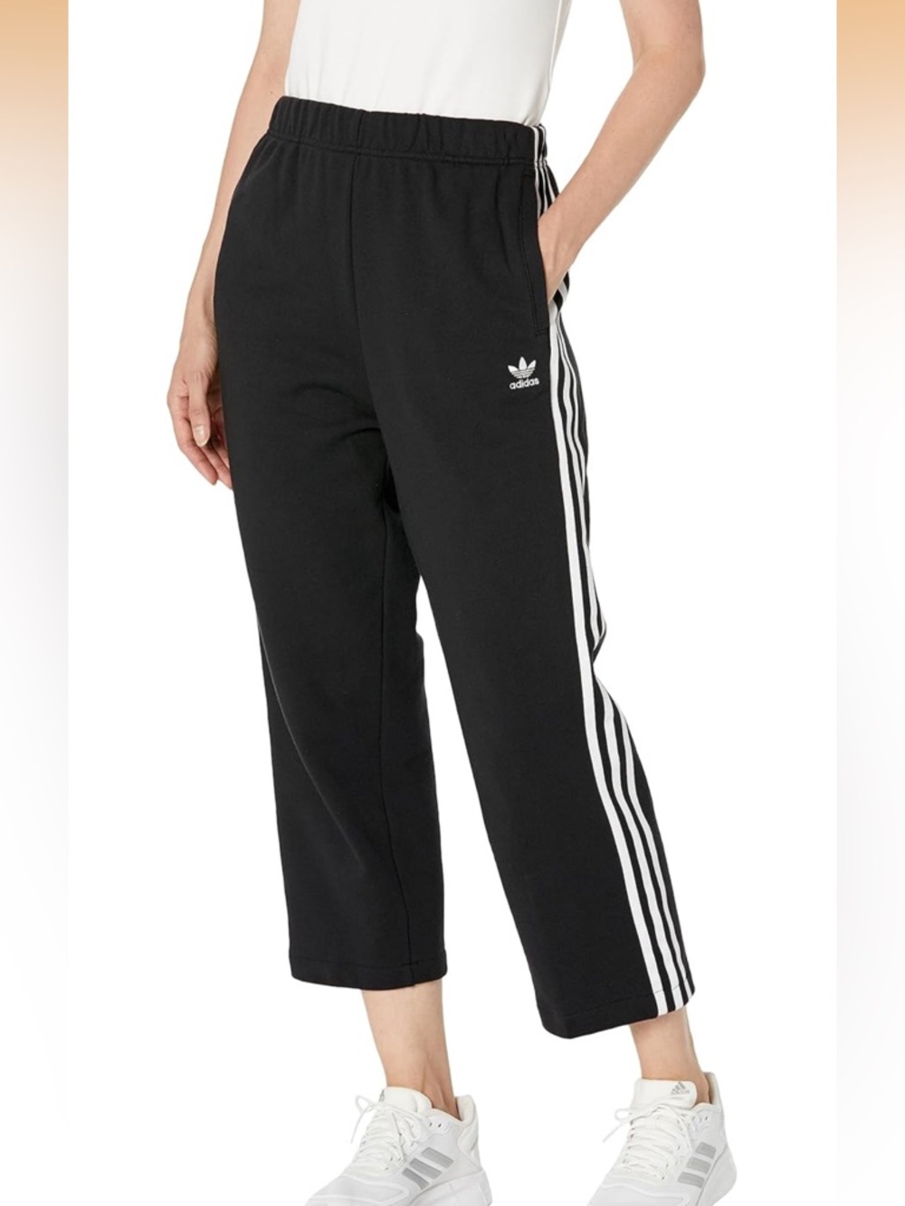 adidas Black Track Pants with White Three-Stripes